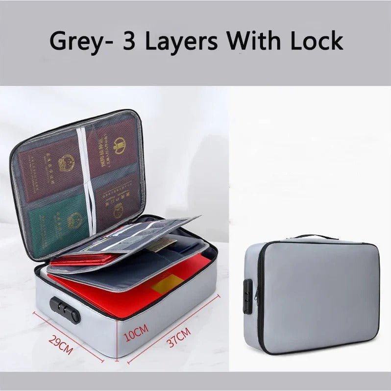 Document Organizer - Multi-Layer Safety Bag with Zipper for Cards, Files, and Travel Storage - TRENDVYO