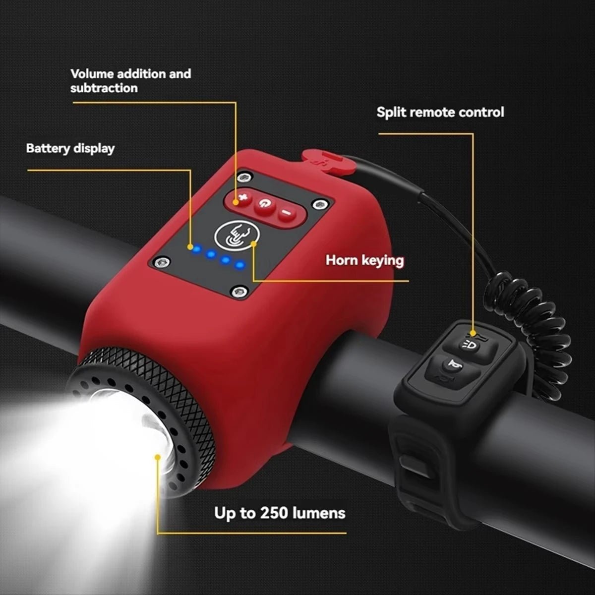 Electric Bike Horn and Front Light - TRENDVYO