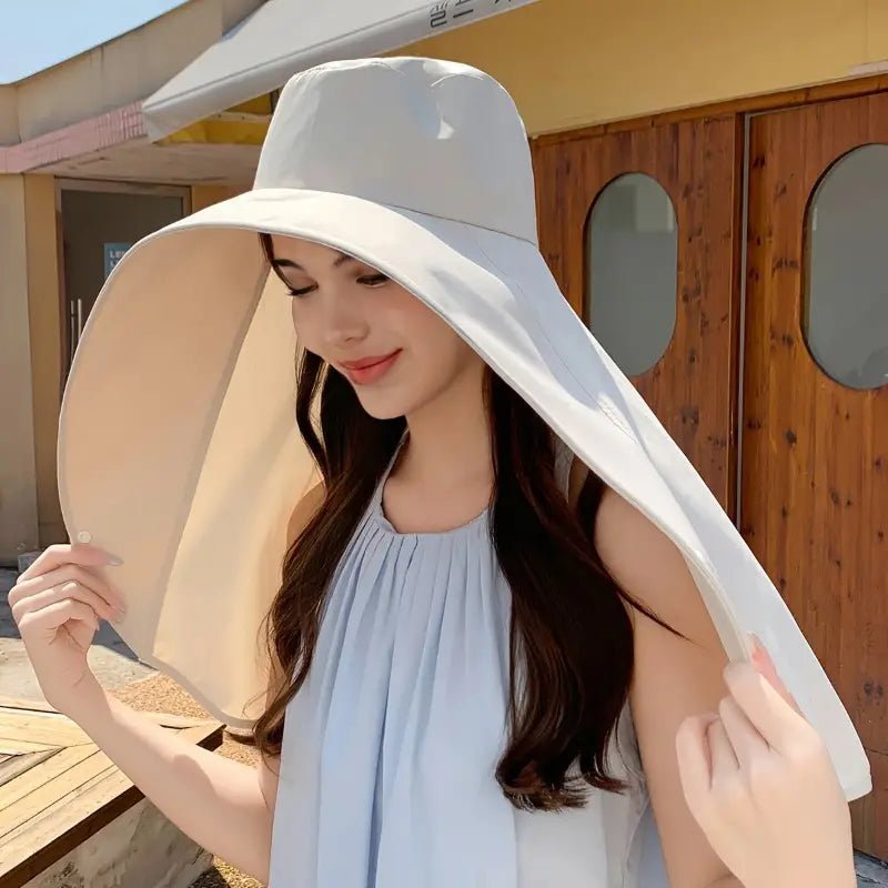 Elegant Wide Brim Sun Protection Shawl Hat for Women - TRENDVYO