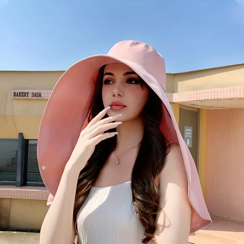 Elegant Wide Brim Sun Protection Shawl Hat for Women - TRENDVYO