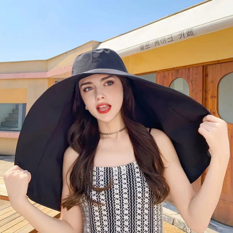 Elegant Wide Brim Sun Protection Shawl Hat for Women - TRENDVYO