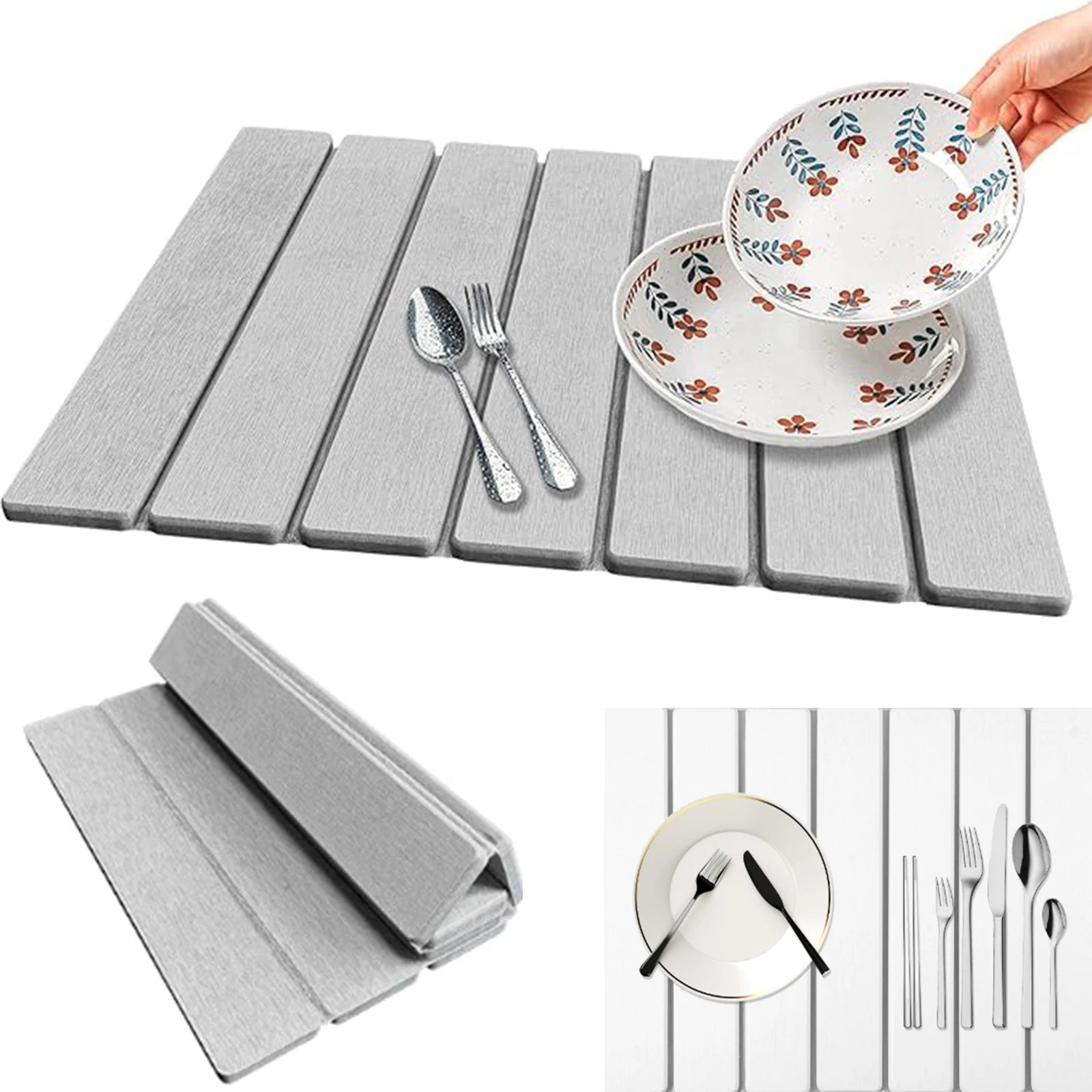 Foldable Diatomite Stone Dish Drying Mat - TRENDVYO
