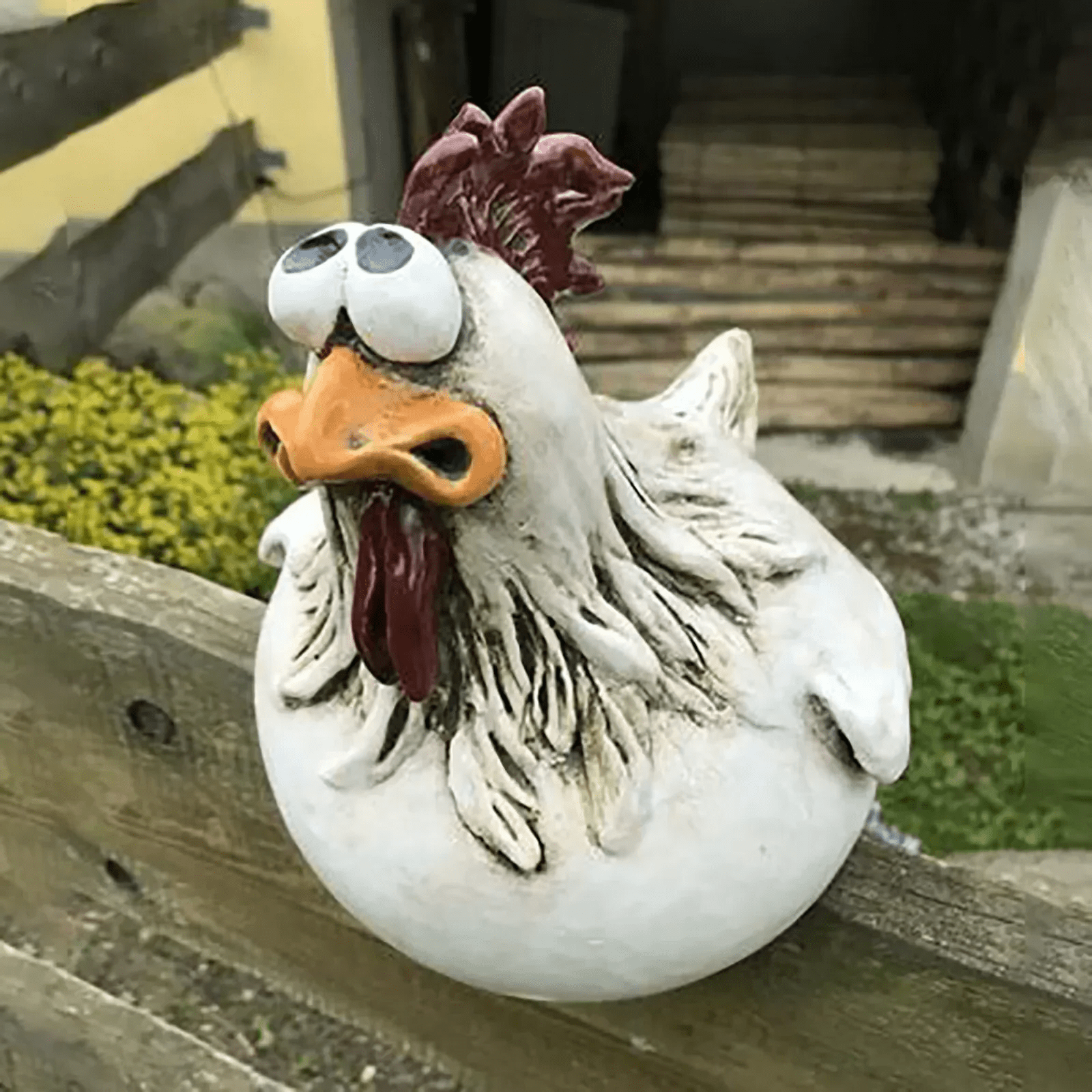 Funny Chicken Fence Decor – Resin Garden Statues - TRENDVYO