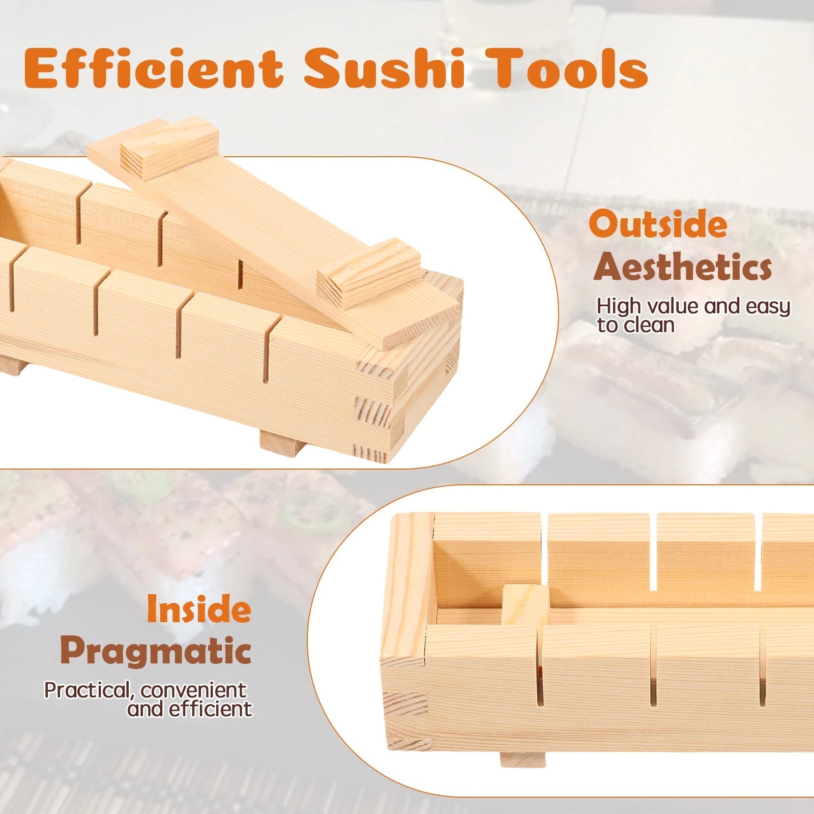 Handcrafted Wooden Sushi Maker Press Mold - TRENDVYO