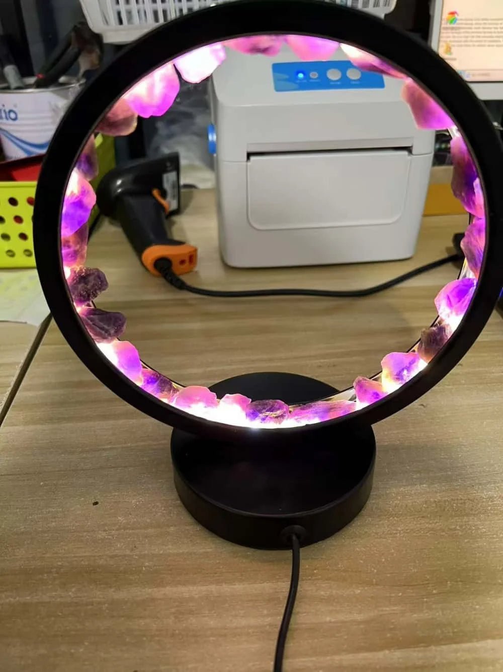 Healing Stone Night Lamp with Crystal Column Design - TRENDVYO
