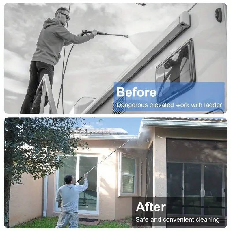 4000 PSI Telescoping High-Pressure Power Washer Extension Wands for Gutter & Roof Drainage & Wall Cleaning