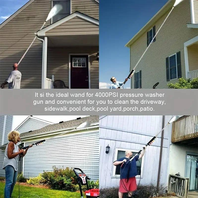 4000 PSI Telescoping High-Pressure Power Washer Extension Wands for Gutter & Roof Drainage & Wall Cleaning