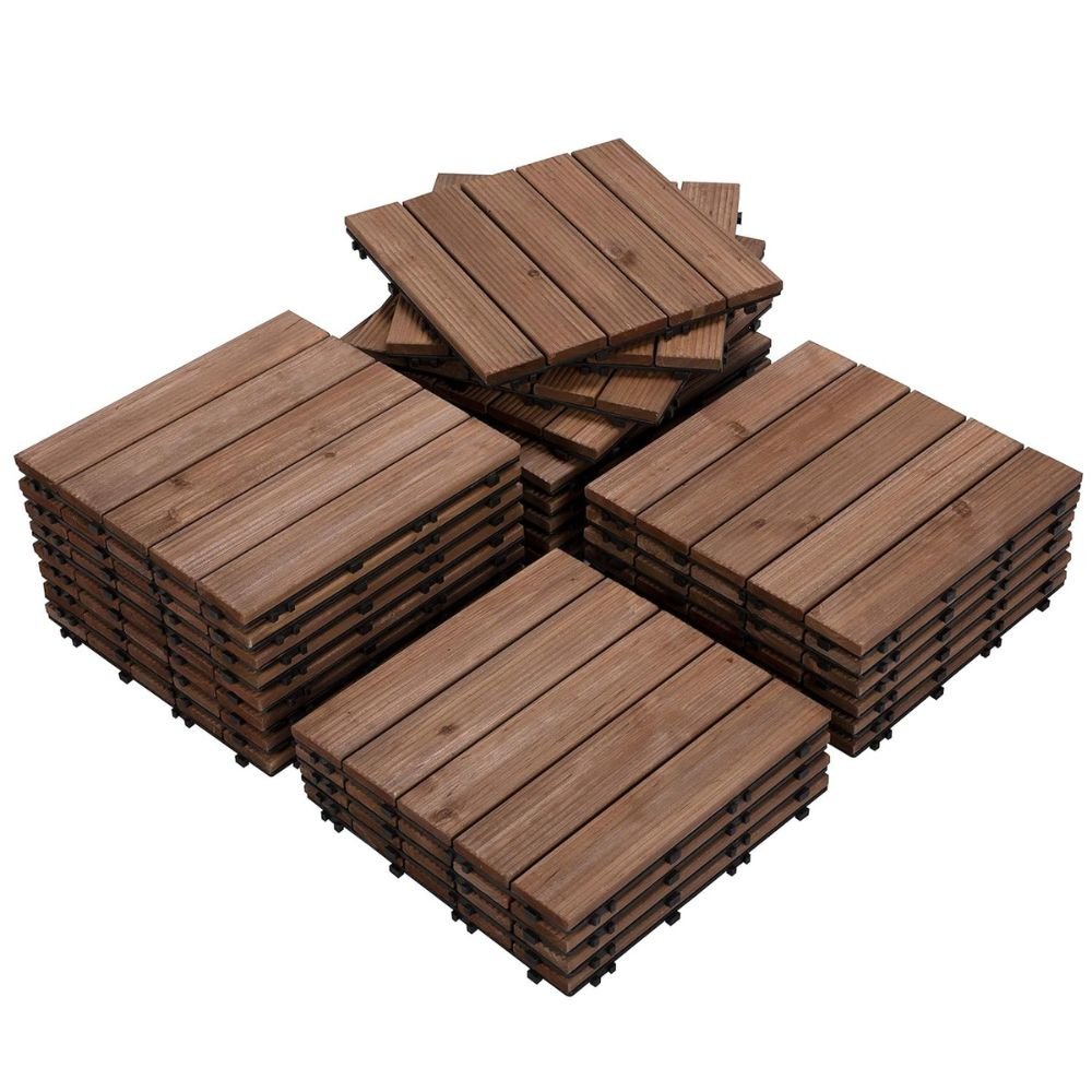 Interlocking Outdoor Patio Wood Flooring Deck Tiles 27Pcs - TRENDVYO