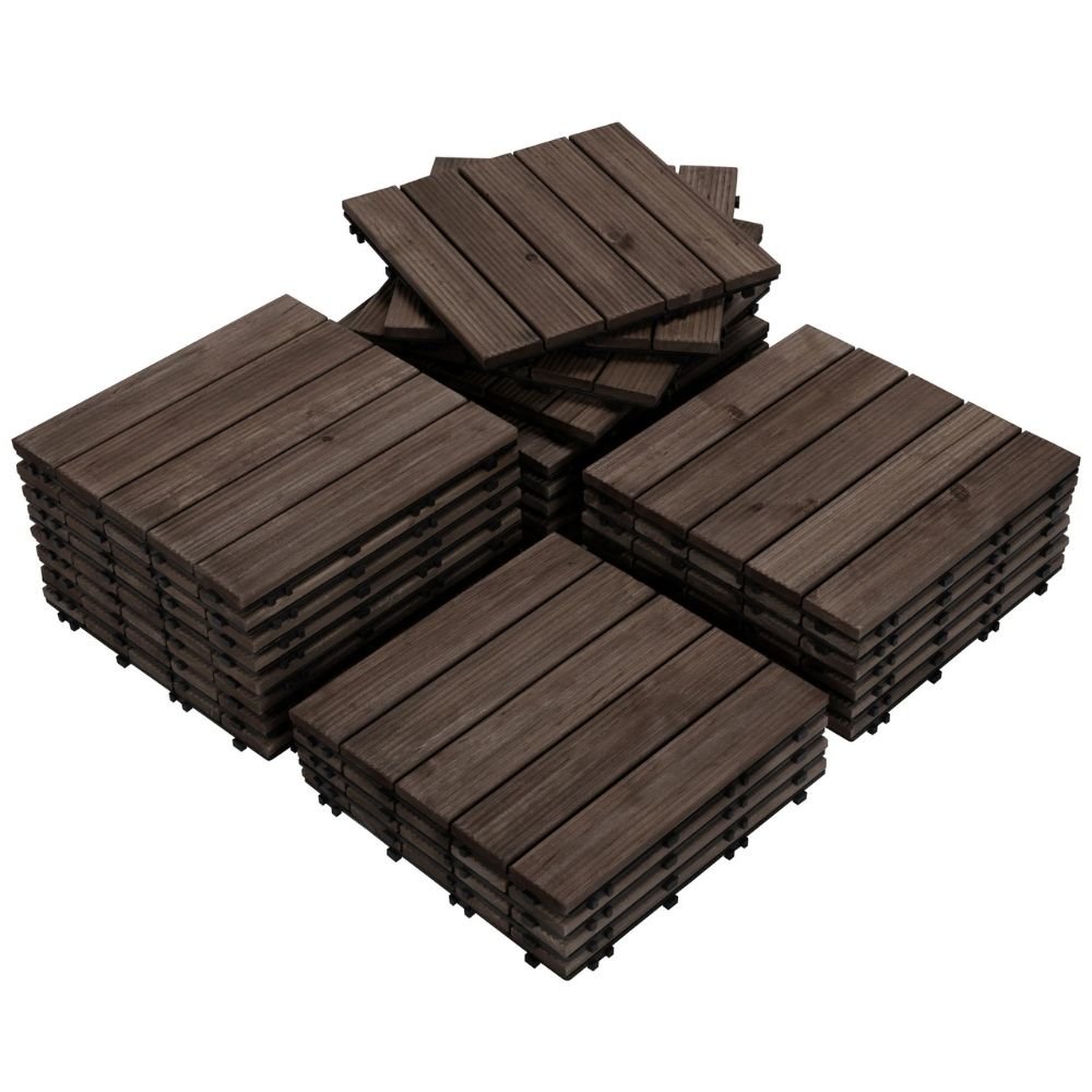 Interlocking Outdoor Patio Wood Flooring Deck Tiles 27Pcs - TRENDVYO