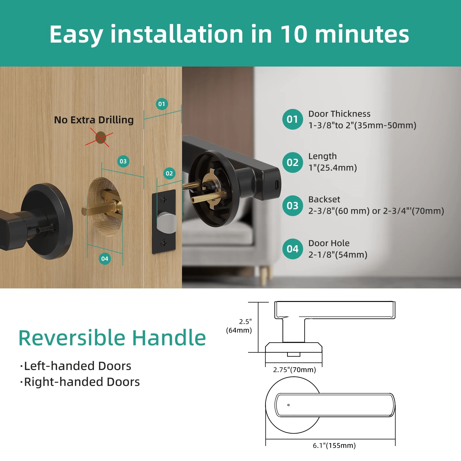 Keyless Entry Door Lock With Handle - TRENDVYO