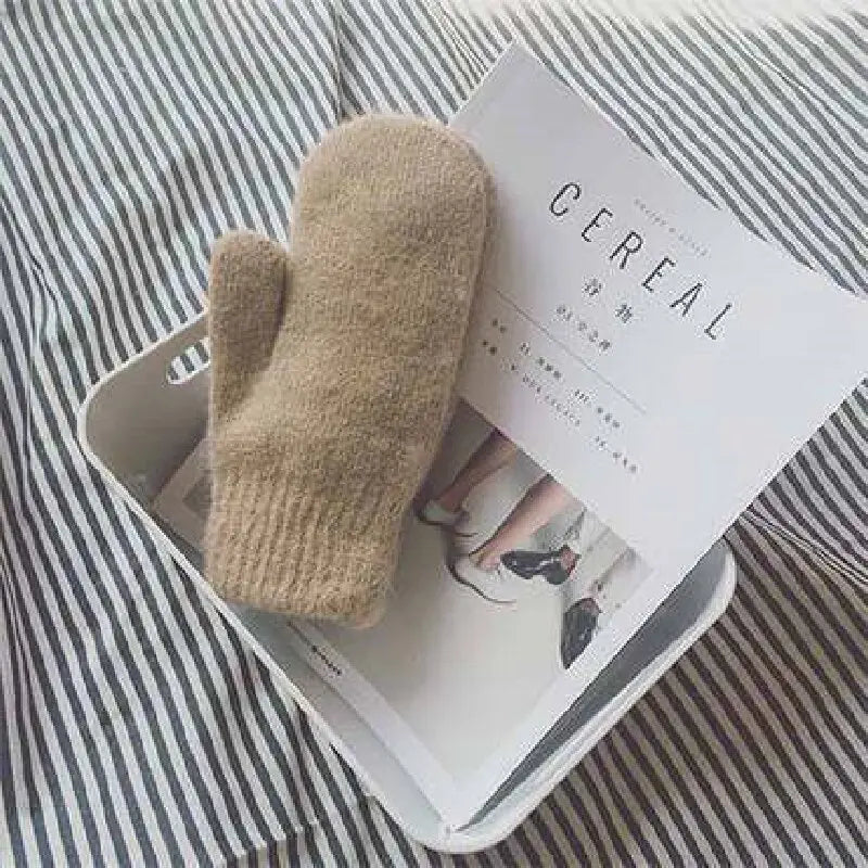 Cashmere Knit Winter Mittens for Women