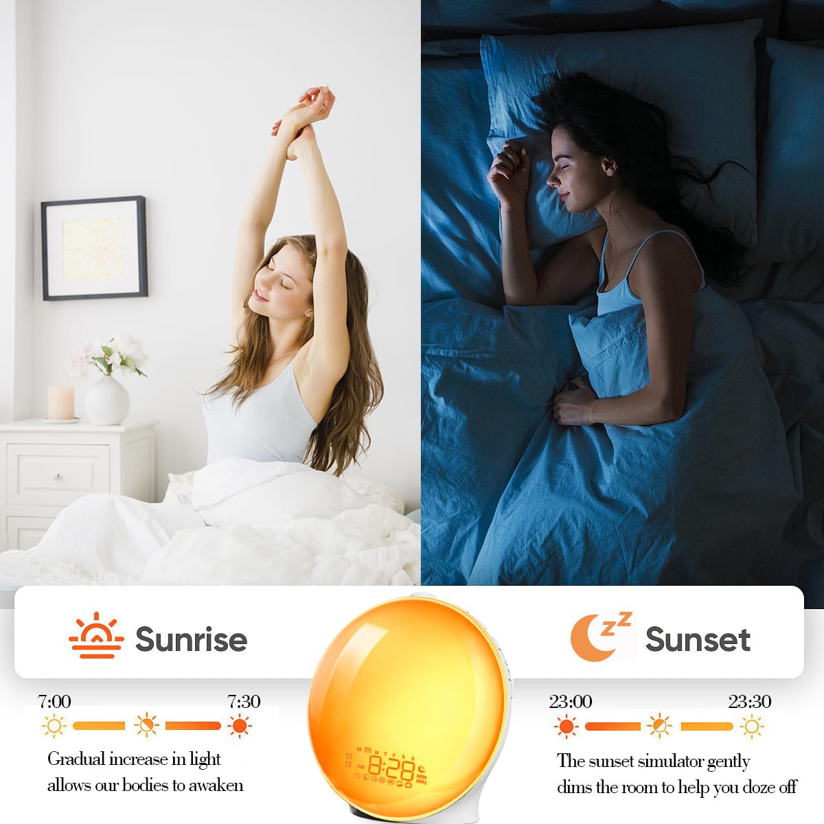 Light Alarm Clock With Nature Sounds - TRENDVYO