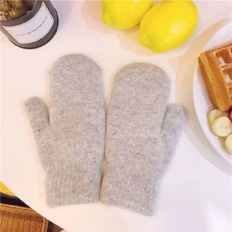 Cashmere Knit Winter Mittens for Women