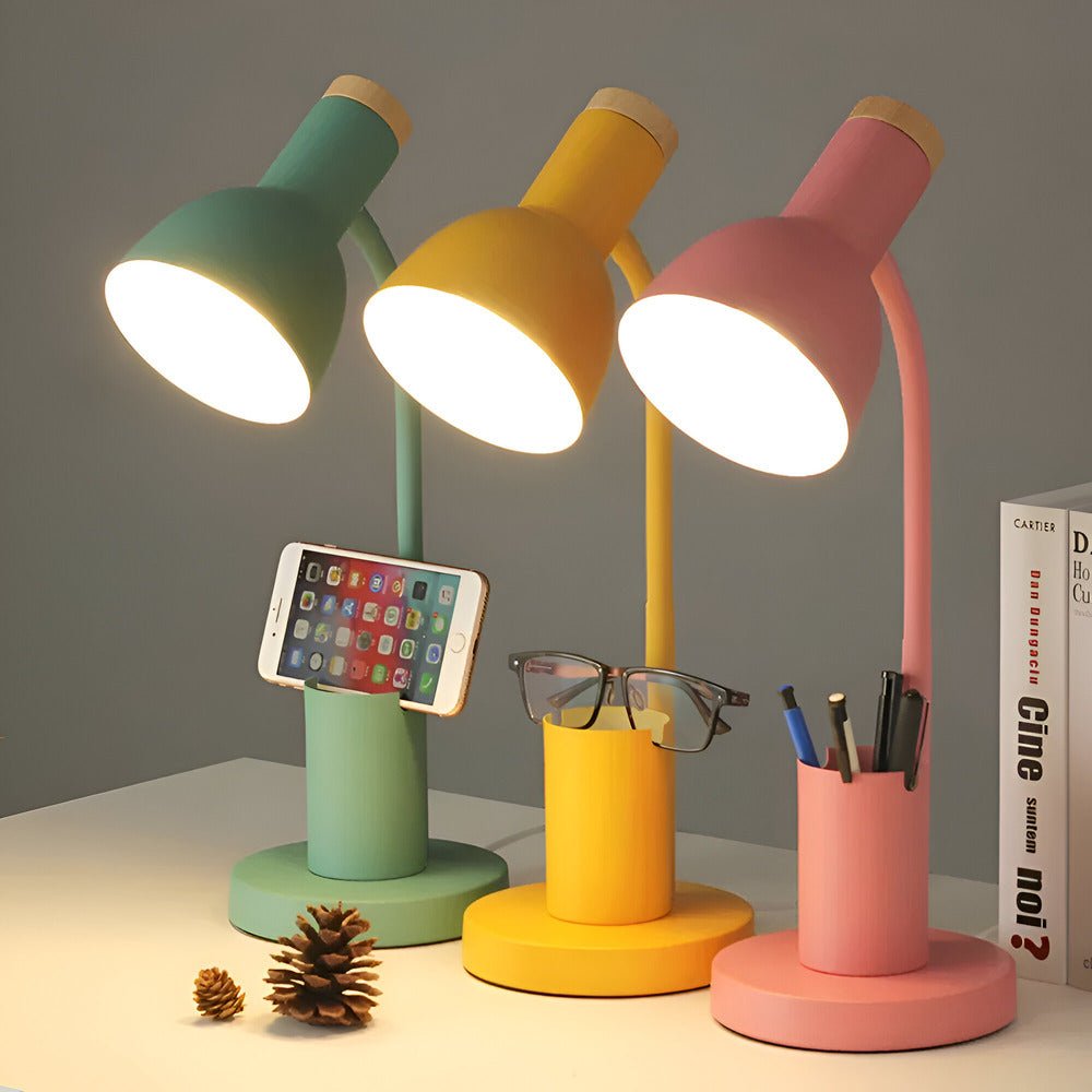 Modern Nordic LED table lamp with stylish pen holder - TRENDVYO
