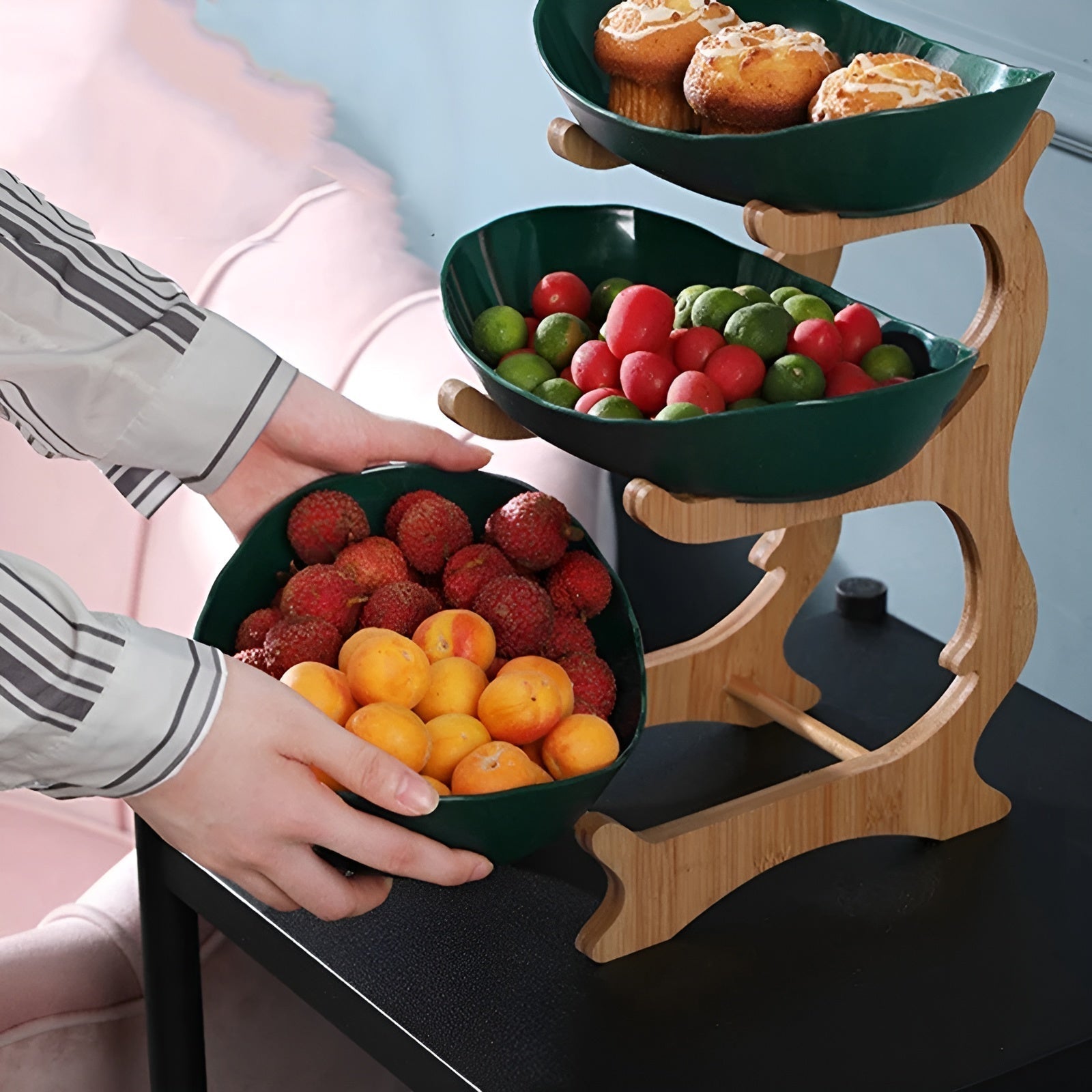 Multi-tiered wooden fruit bowl - TRENDVYO