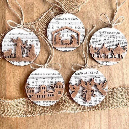 Nativity-Themed Music Sheet Ornament Collection - TRENDVYO