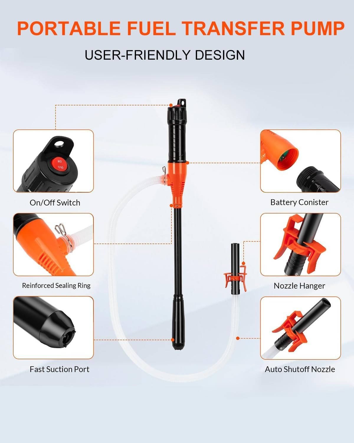 Portable Electric Siphon Pump For Gas, Fuel, Diesel, Water Transfer - TRENDVYO