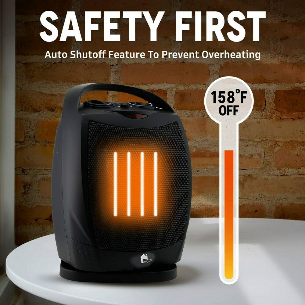 Portable Electric Space Heater Super Quiet Oscillating Heater Fan Thermostat - TRENDVYO