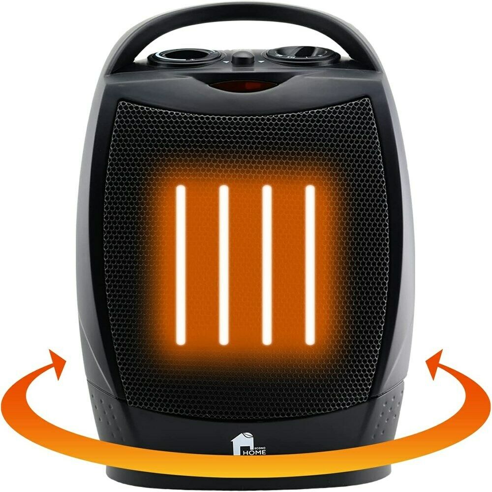 Portable Electric Space Heater Super Quiet Oscillating Heater Fan Thermostat - TRENDVYO