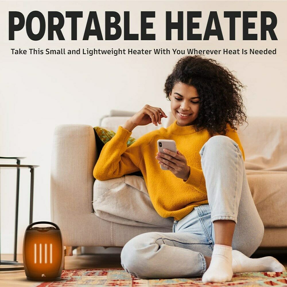 Portable Electric Space Heater Super Quiet Oscillating Heater Fan Thermostat - TRENDVYO