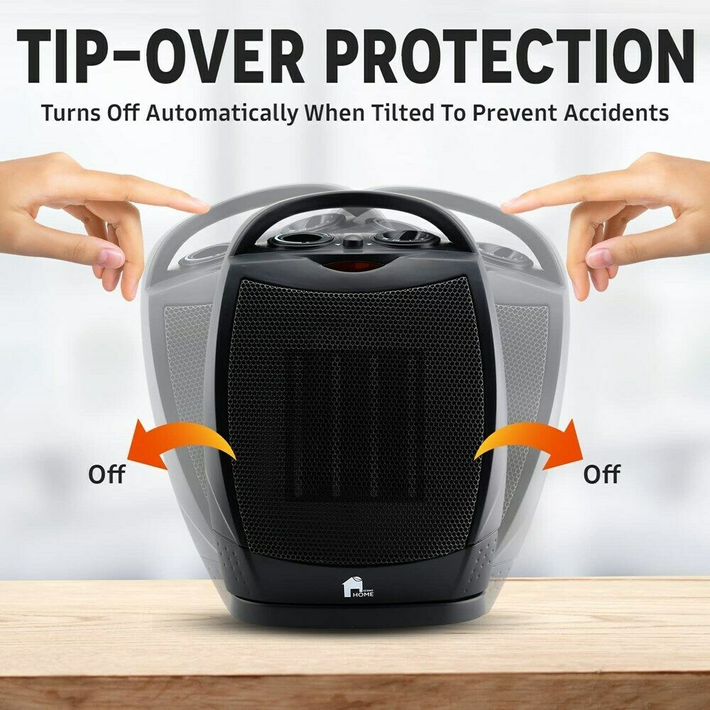 Portable Electric Space Heater Super Quiet Oscillating Heater Fan Thermostat - TRENDVYO