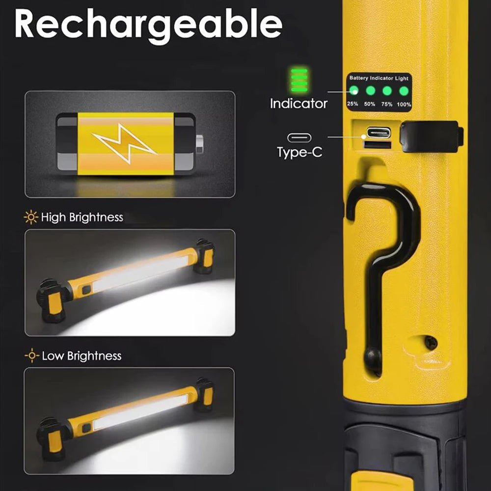 Rechargeable LED Work Light with Magnetic Base - TRENDVYO