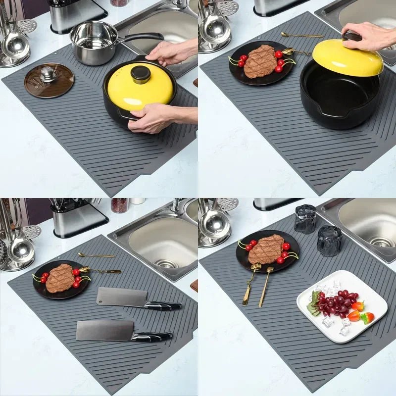 Silicone Dish Drying Mat with Drain Design - TRENDVYO