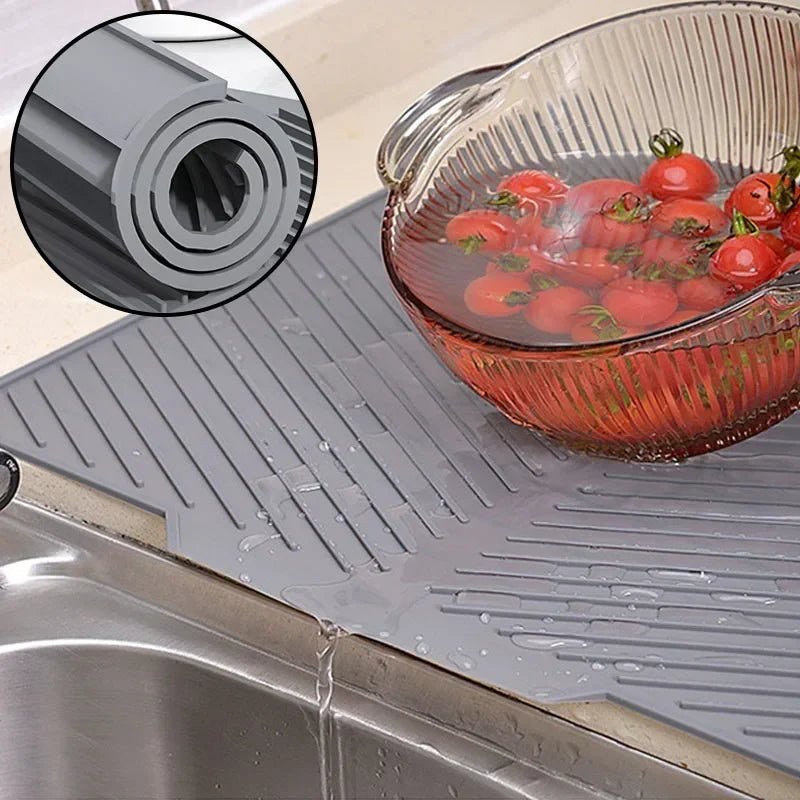 Silicone Dish Drying Mat with Drain Design - TRENDVYO