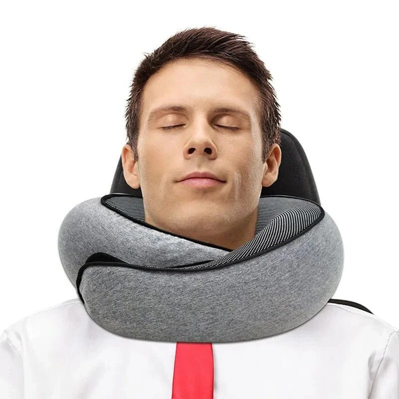 Snail Style Memory Foam Travel Curved Neck Pillow - U-shaped, Portable, Adjustable Support Neck Brace Pillow - TRENDVYO