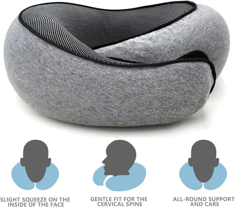 Snail Style Memory Foam Travel Curved Neck Pillow - U-shaped, Portable, Adjustable Support Neck Brace Pillow - TRENDVYO