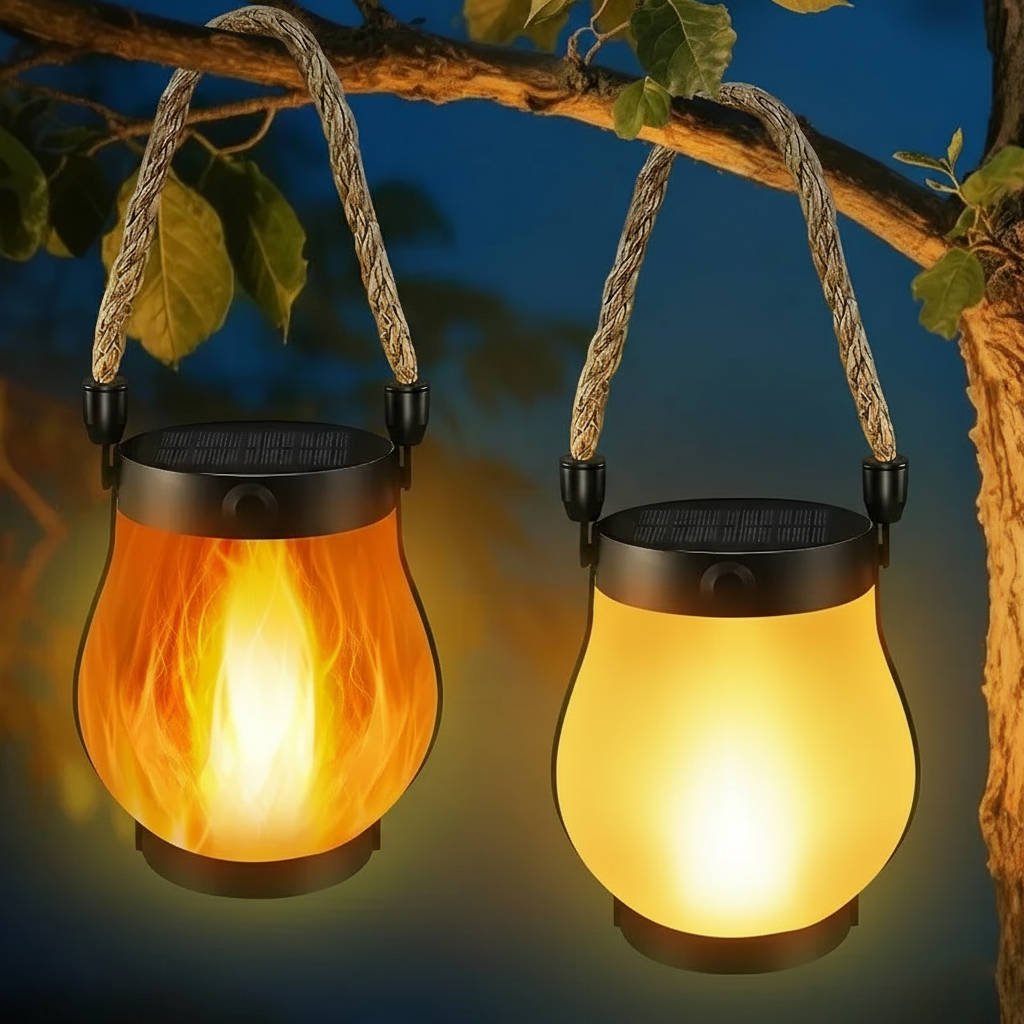 Solar Outdoor Porch Flame Lanterns - TRENDVYO