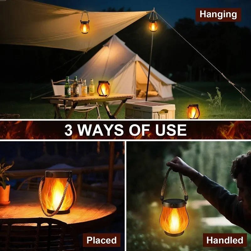 Solar Outdoor Porch Flame Lanterns - TRENDVYO