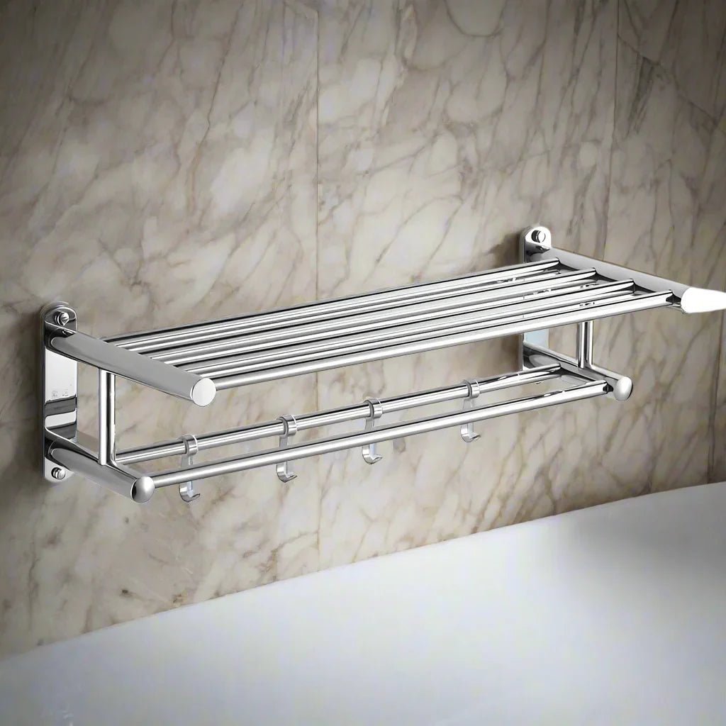 Space-saving wall rack with modern minimalist design for bathroom and kitchen - TRENDVYO
