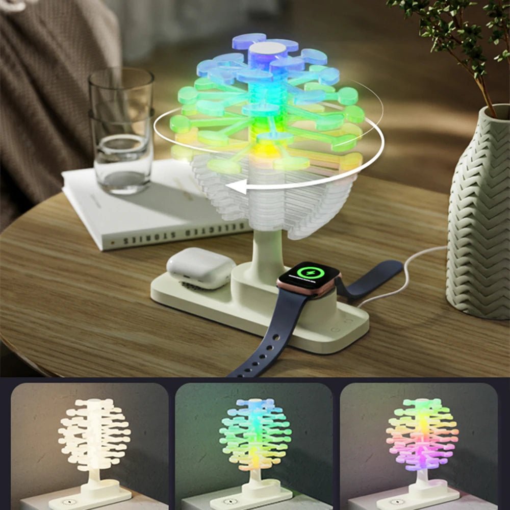 Spiral Tree Table Lamp with Integrated Wireless Charger - TRENDVYO