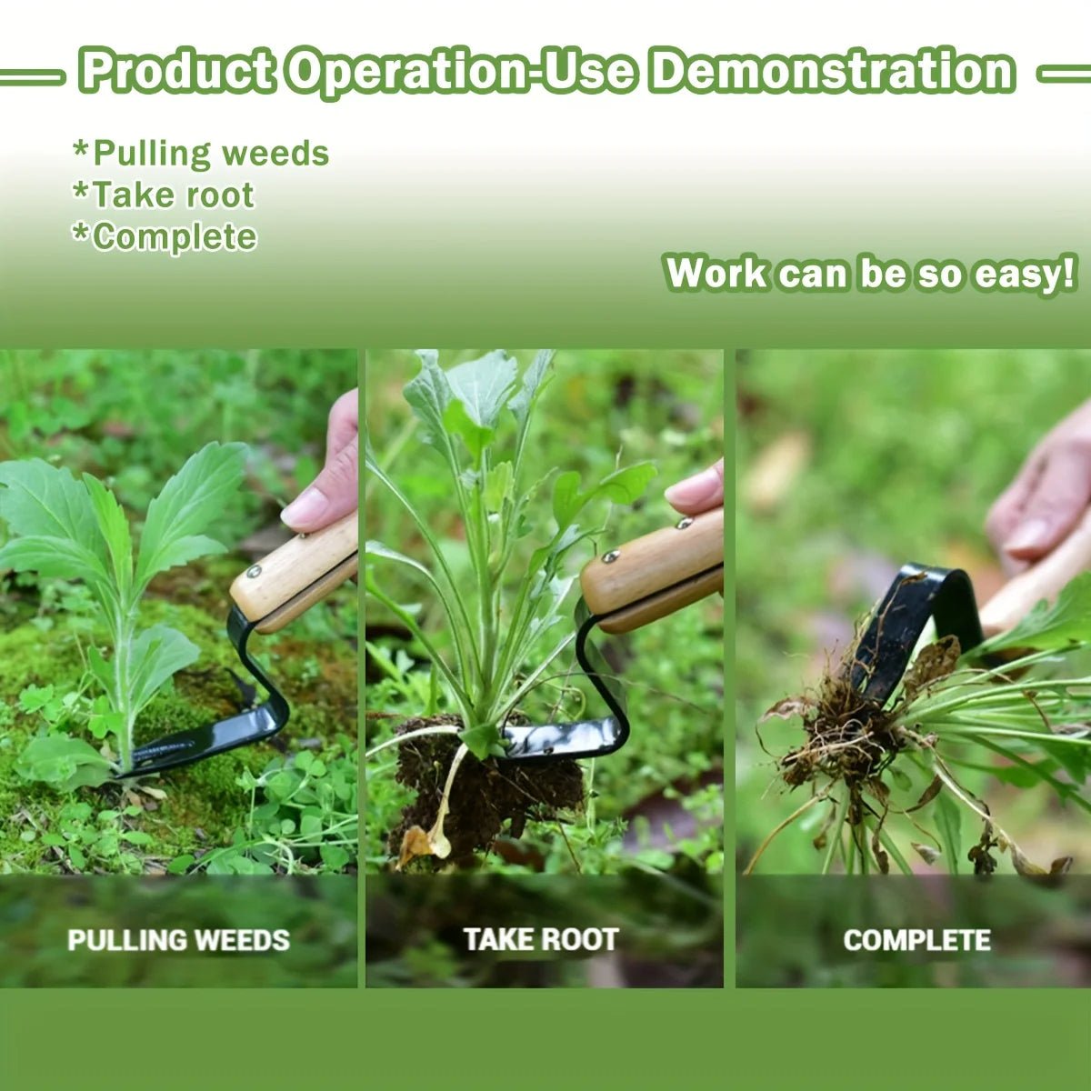 Stainless Steel Weed Puller Tool with Wooden Handle - TRENDVYO