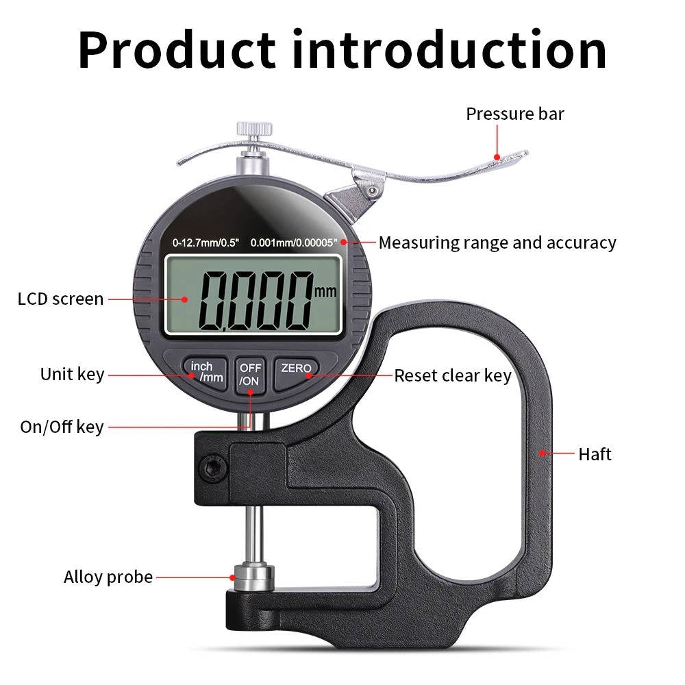Thickness Gauge Measure Thickness Of Paper Cloth Metal 0.001mm - TRENDVYO