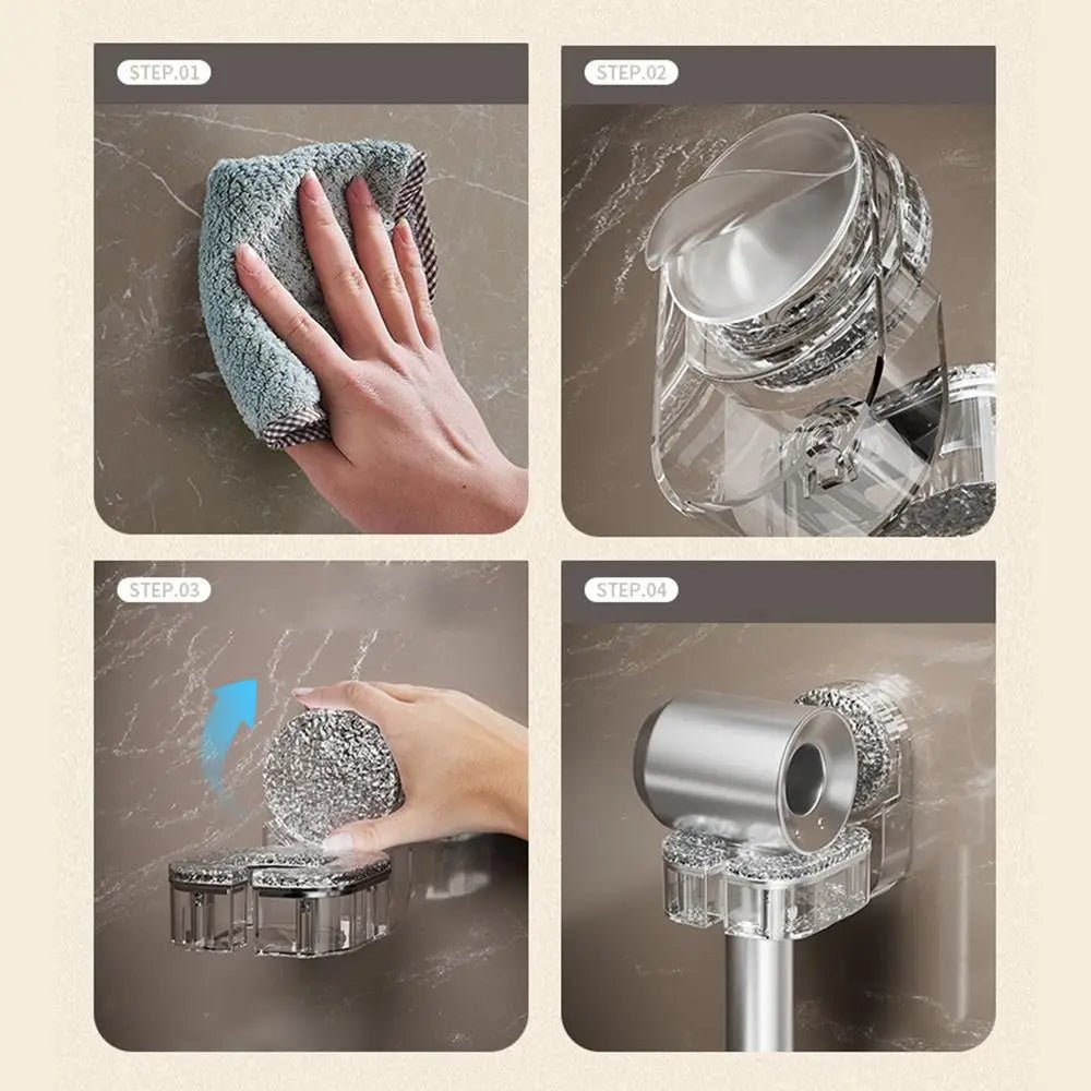 Wall-Mounted Hair Dryer Holder with Suction Cup - TRENDVYO