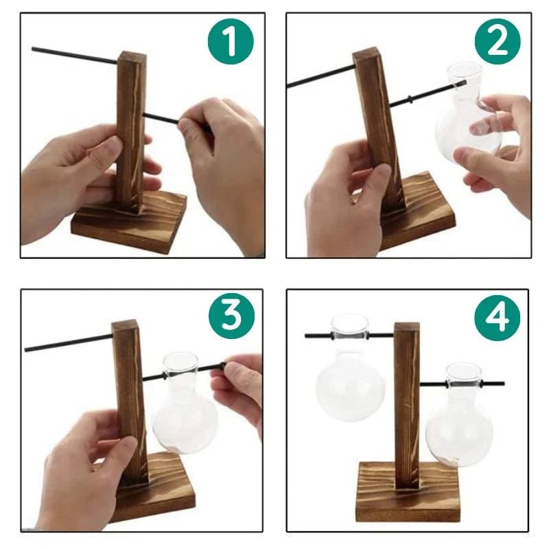 Wooden Frame Hydroponic Plant Vase - TRENDVYO