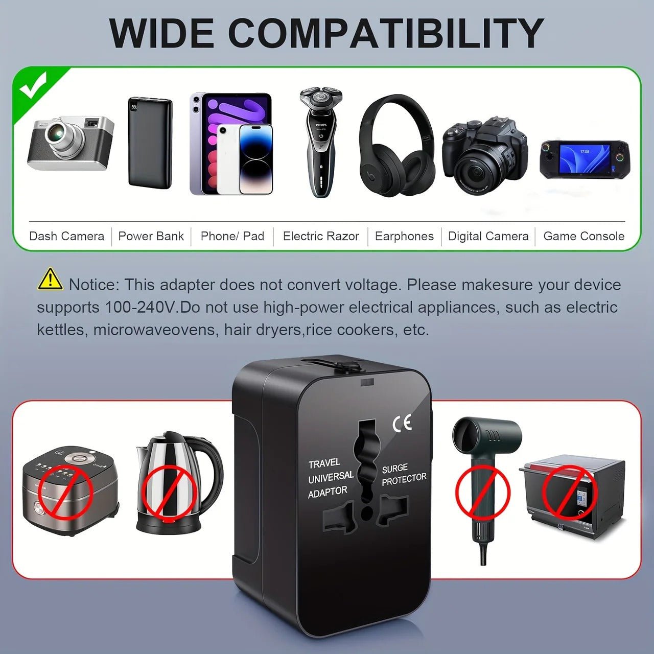 Worldwide Travel Adapter with Dual USB Charging Ports - TRENDVYO