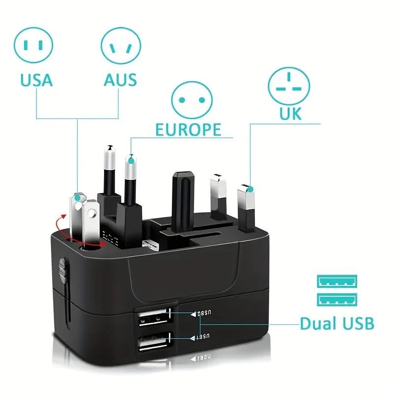 Worldwide Travel Adapter with Dual USB Charging Ports - TRENDVYO