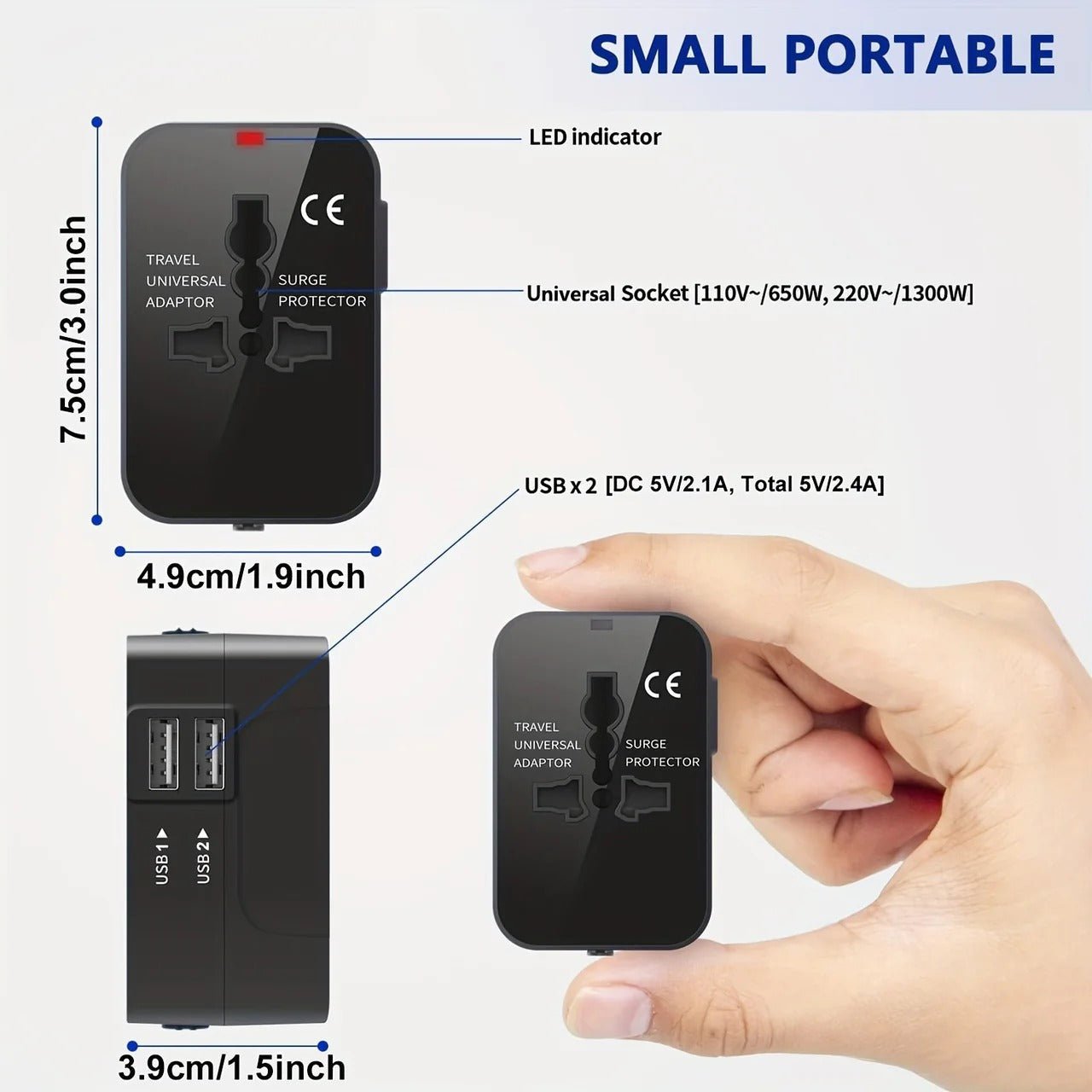 Worldwide Travel Adapter with Dual USB Charging Ports - TRENDVYO